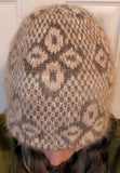 Hat Natural Qiviut with Tan Angora Pattern