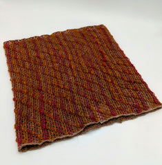 Double Layer 100% Qiviut Smoke Ring  Qiveut.com Hand Made in Alaska
Hand Painted Fireweed with Natural Brown on one side
Reversible Scarf