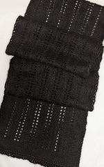 Qiviut Lace or Plain Knit Scarf by Qiveut Designs Qiveut.com
Hand Dyed Black
Each with no roll edges
72" X 8"
Each one is handmade and hand dyed so they will vary slightly in size and dye lot