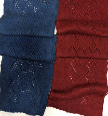 Qiviut Lace or Plain Knit Scarf by Qiveut Designs Qiveut.com
Hand Dyed Blueberry and Cranberry
Each with no roll edges
72" X 8"
Each one is handmade and hand dyed so they will vary slightly in size and dye lot