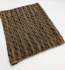 Double Layer 100% Qiviut Smoke Ring  Qiveut.com Hand Made in Alaska
Hand Painted Camouflage with Natural Brown on one side
Reversible Scarf
