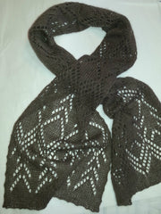 Qiviut Lace or Plain Knit Scarf by Qiveut Designs Qiveut.com
Natural Brown
Each with no roll edges
72" X 8"
Each one is handmade and hand dyed so they will vary slightly in size and dye lot